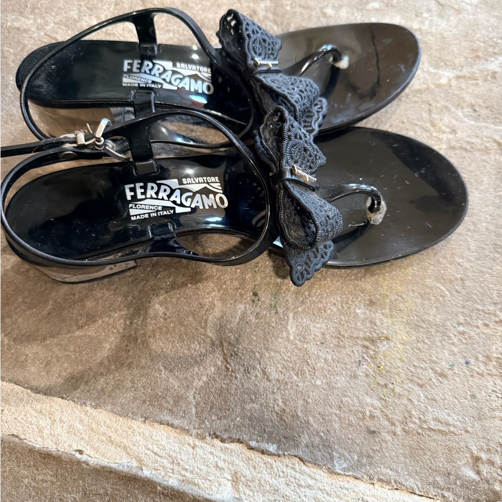 Salvatore Ferragamo Black Bow Sandals